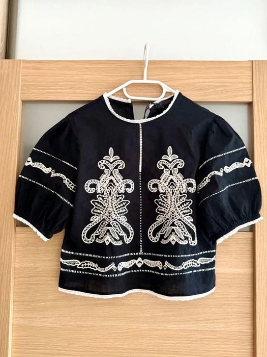 Rustykalna bluzka Zara haft boho