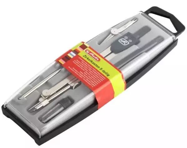 Cyrkiel szkolny, zestaw 5-częściowy. Herlitz. Nowy Produkt