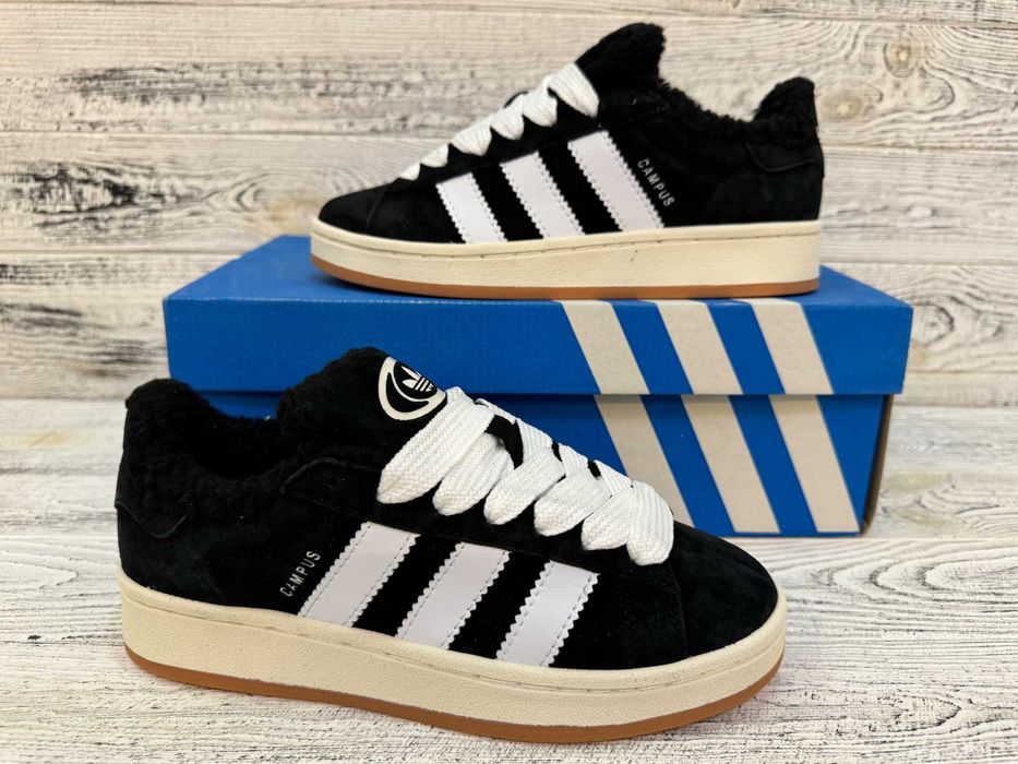 Зимові кросівки замшеві на хутрі Адідас Кампус Adidas Campus 36 - 41