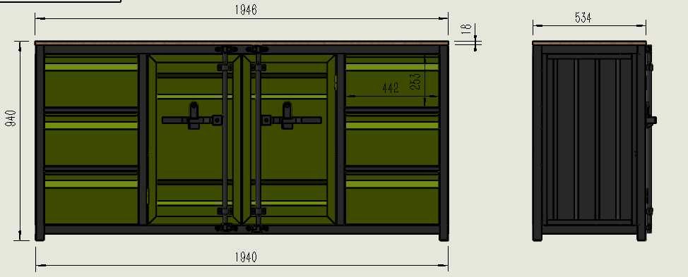 Stól Industrialny Masywny Kontener Industrialy  DLT-6FT