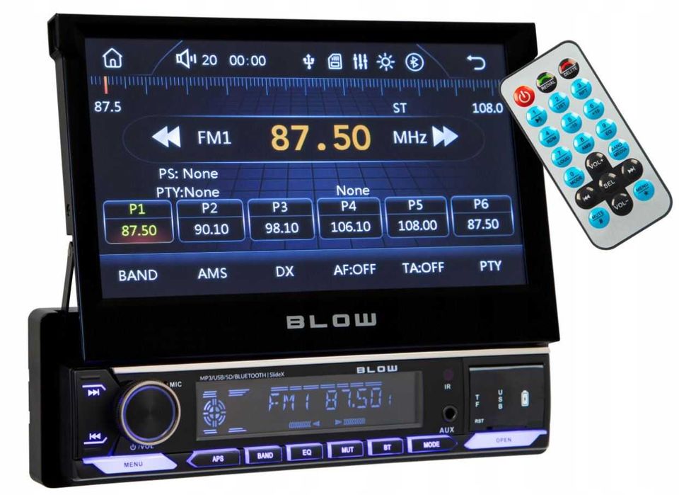 Radio samochodowe Wysuwany Ekran 7 Carplay Bluetooth Android Auto 1DIN