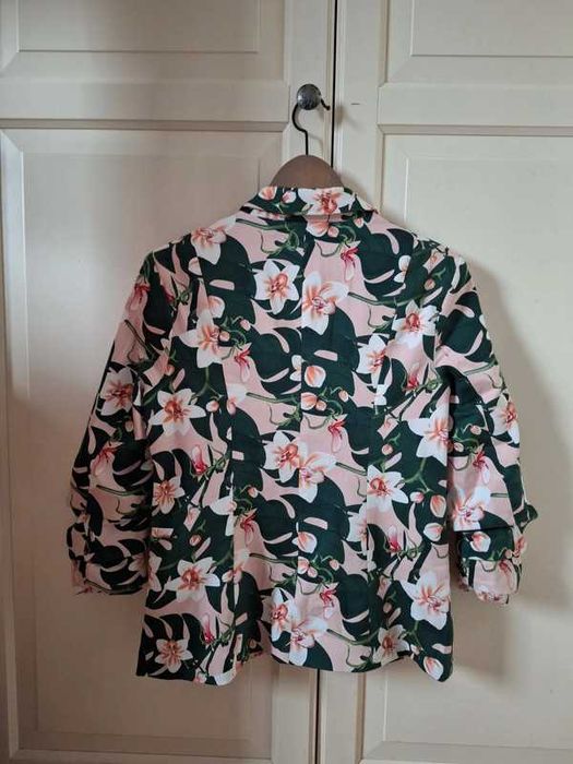 Komplet marynarka + spódniczka w kwiaty rozm xs/s komunia