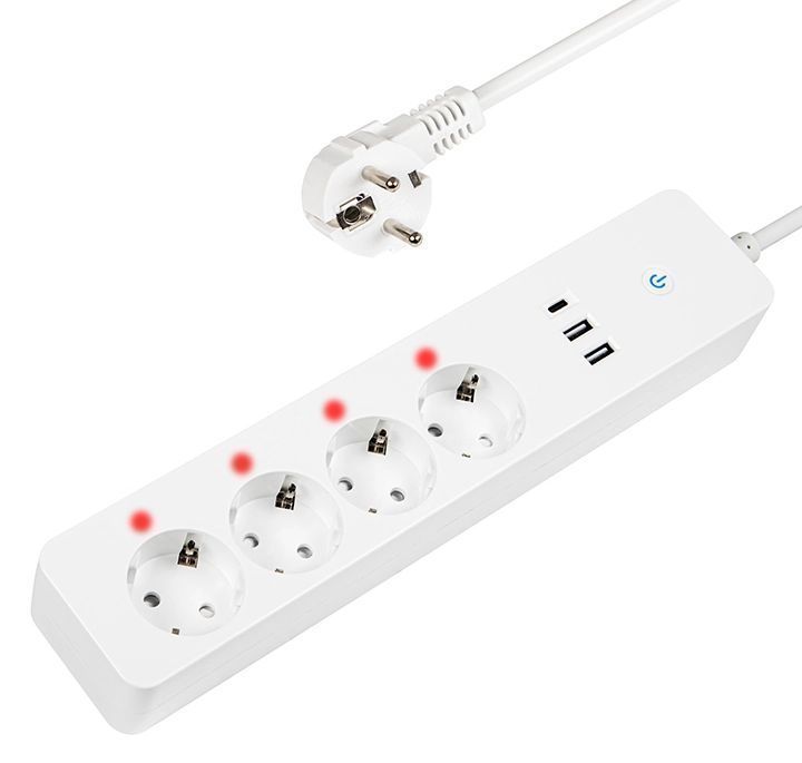 Inteligentna listwa zasilająca 1,5m USB+USB-C WiFi TUYA biała 98-420#
