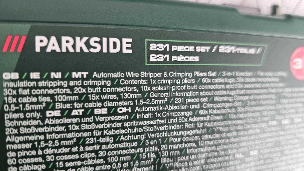 Kit Alicate Multifunções 3 em 1 Parkside 231 Peças » Novo » Estojo Completo
