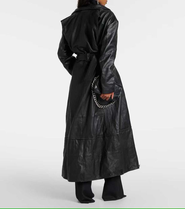 Jednorzędowy skórzany płaszcz