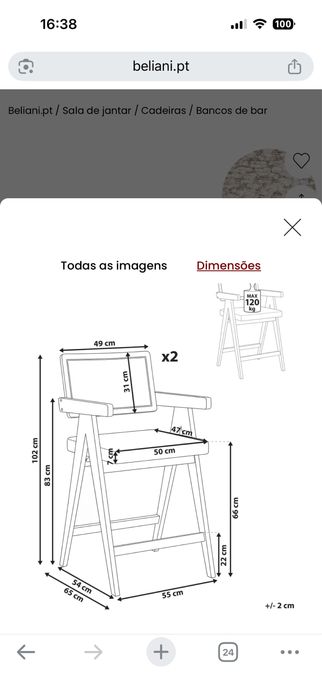 Cadeiras altas/ilha beliani