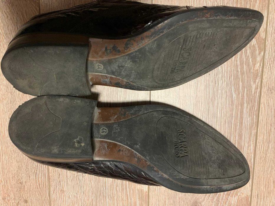 Buty eleganckie, kolor bordowo - brązowy, r. 44.  Skóra naturalna.