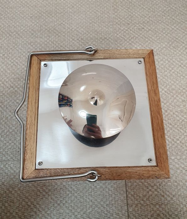 Ліхтар-свічник дерев'яний зі склом та металом, 27×19см