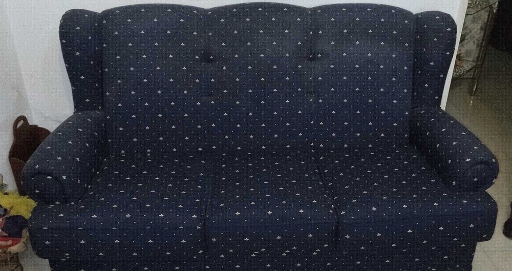 Sofá-cama azul + sofá individual