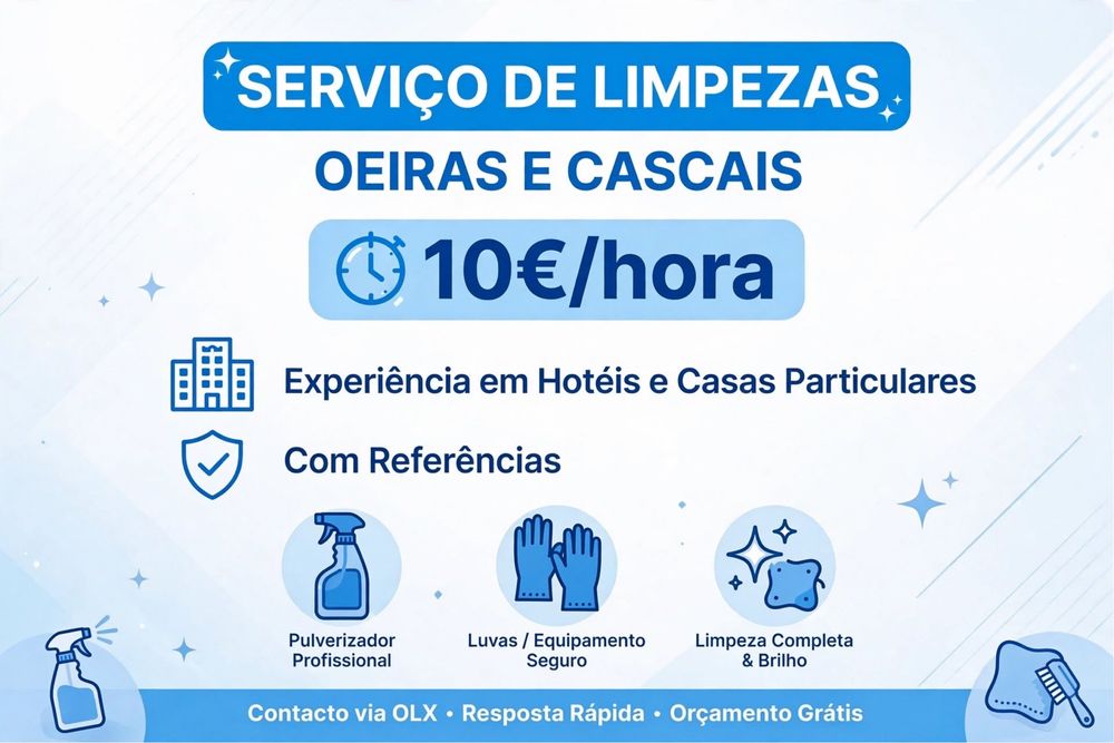 Limpezas Domésticas Oeiras e Cascais - 10€/hora - Com Referências