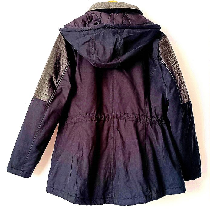 NOWA kurtka/parka r.48- czarna, wstawki ze sztucznej skóry