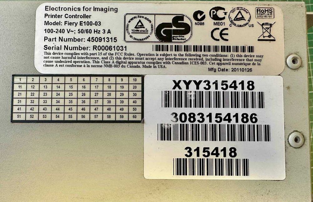 Xerox RIP Fiery E100-03 Server  Druku Controller Kontroler Drukowania