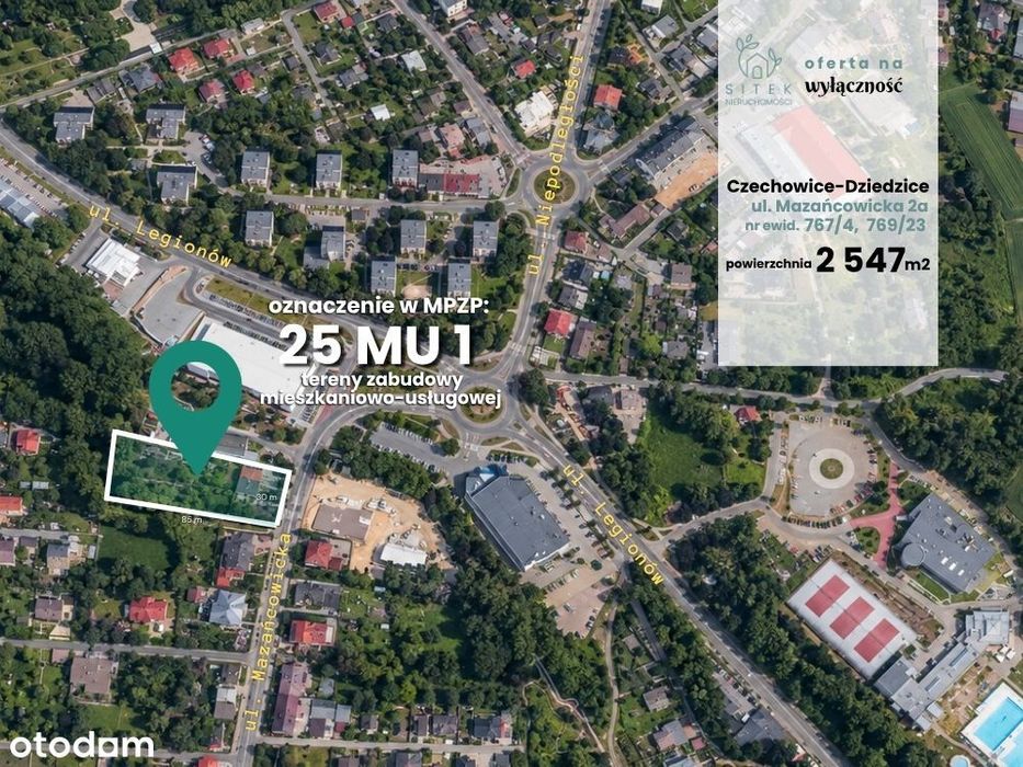 BEZ PROWIZJI działka inwestycyjna w CENTRUM CZ-DZ ul. Mazańcowicka