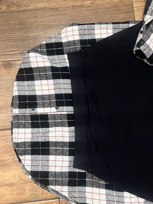 Світшот-з імітацією сорочка, чорний в клітинку