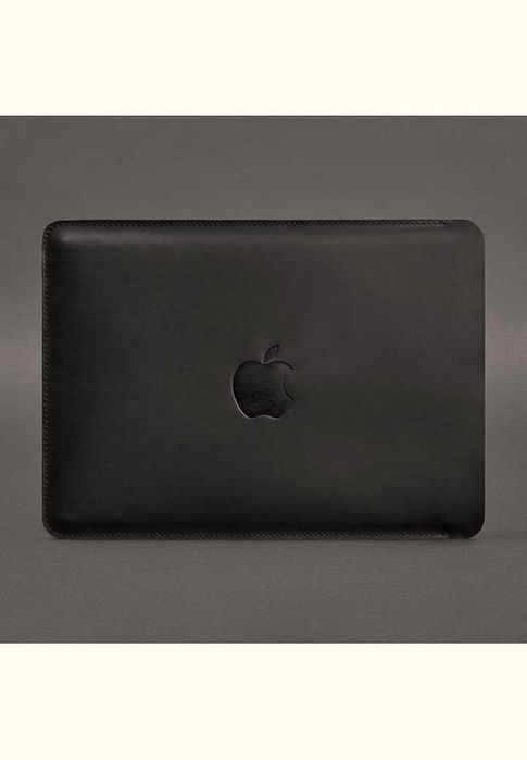 Кожаный черный чехол вкладка боковая для MacBook 13