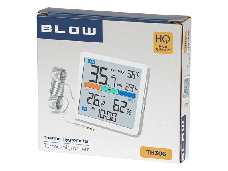 Termohigrometr BLOW TH306 biały termometr wilgotność + sonda na kablu