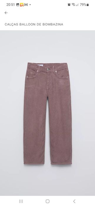 Calças balloon de bombazina