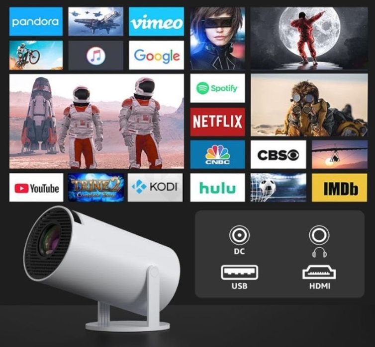 PROJEKTOR RZUTNIK Android TV WIiFi Uhd 4K Przenośny Smart Głośnik