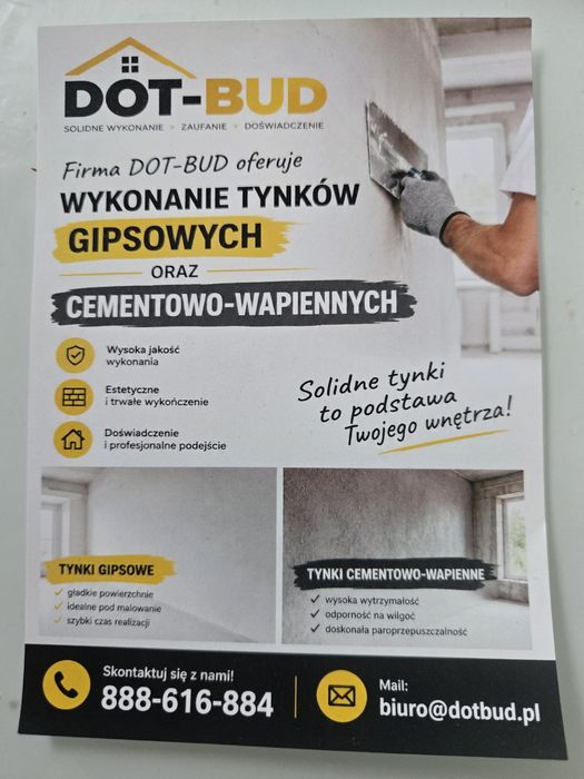 Tynki maszynowe cementowo-wapienne,  gipsowe