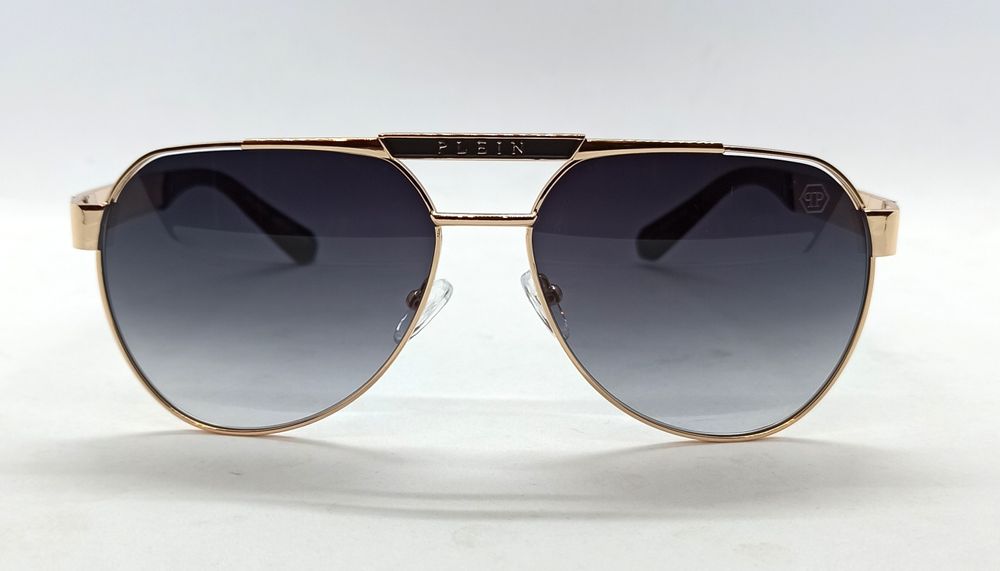 Philipp Plein очки капли мужские серый градиент в золотом металле