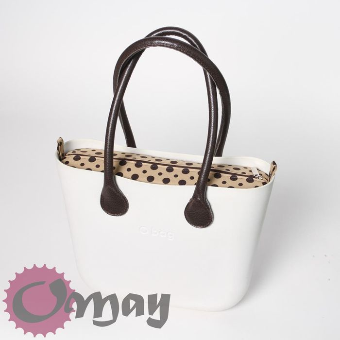 Brązowy organizer do OBAG MINI groszki grochy biszkoptowe wnętrze OMAY
