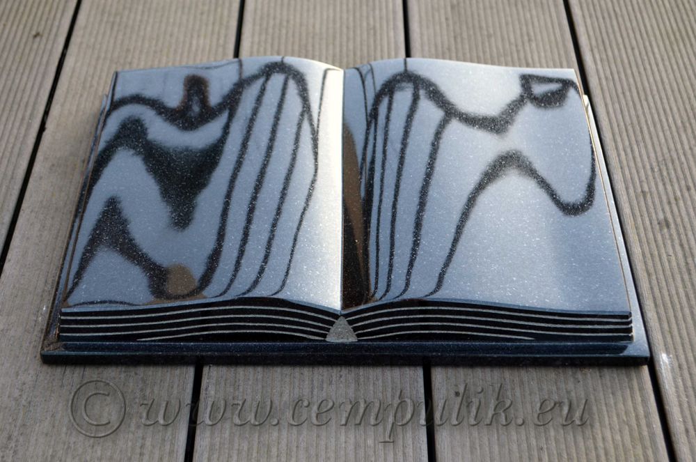 Granitowa książka nagrobna - czarna (wielkość średnia) z napisami