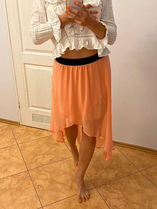 Reserved Spódnica maxi z tiulu tiul szyfon szyfonowa asymetryczna  M