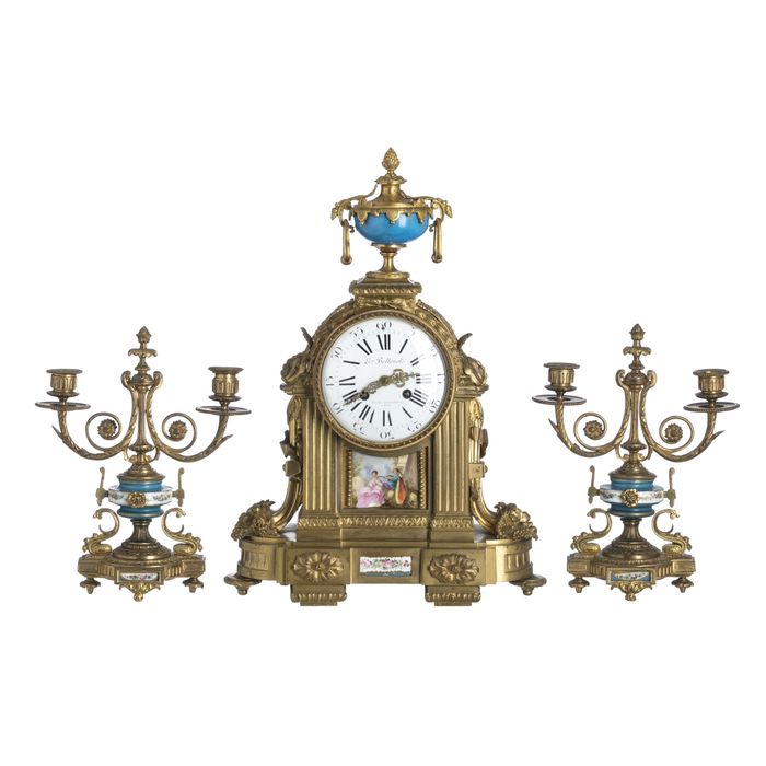 Relógios - Garniture francesa estilo Luís XVI - Século XIX