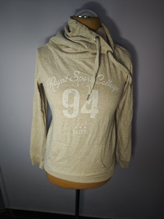 Beżowa bluza z kominem Janina 34 XS Royal Sport College 94 z kuleczkami
