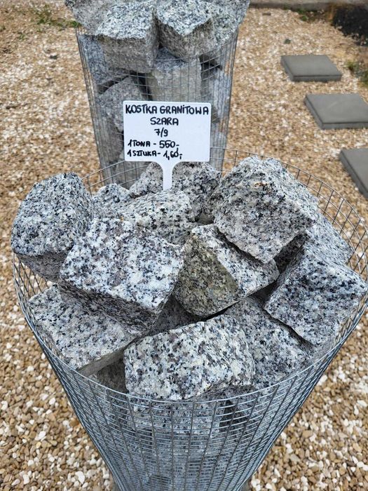 Kostka granitowa szara surowa łupana bruk granit obrzeże 4/6, 7/9 9/11