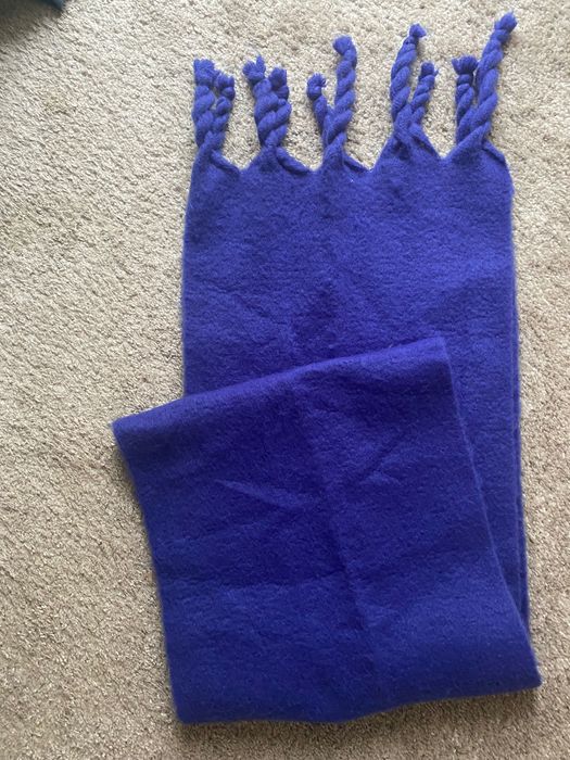 Синій великий вовняний шарф 41x208 см