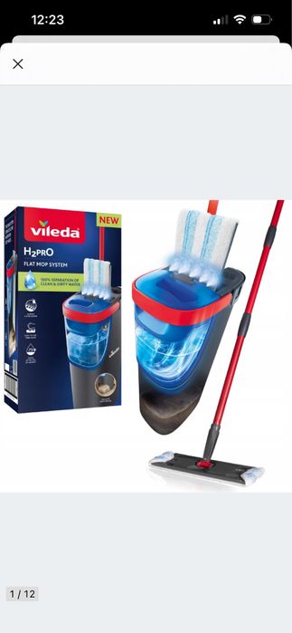 Mop płaski Vileda H2prO i wiadro 2 zbiorniki separacja czysta brudna woda