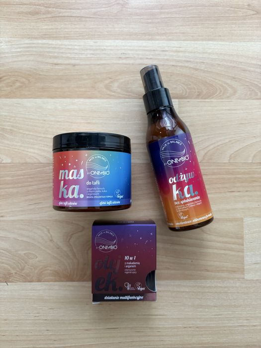 OnlyBio zestaw do włosów: odżywka, maska, olejek nowe