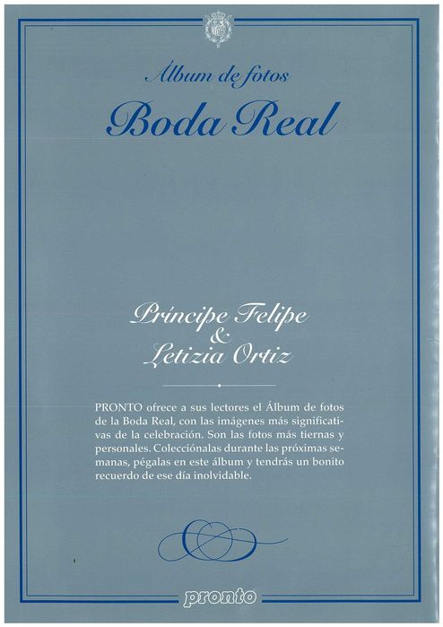 ÁLBUM FOTOS BODA REAL FELIPE Y LETIZIA - REVISTA PRONTO