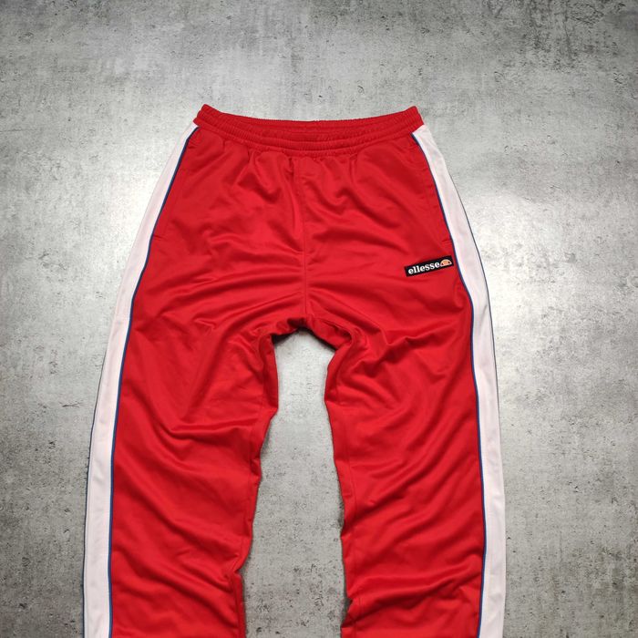 MĘSKIE Spodnie Dresy Śliskie Trening Ellesse Italy Lampas Czerwone