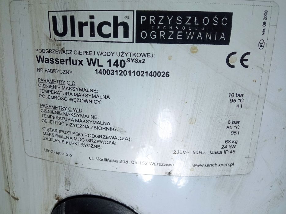 Podgrzewacz wody uzytkowej Urlich  95  litrów