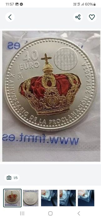 Серебряная Монета 40 евро