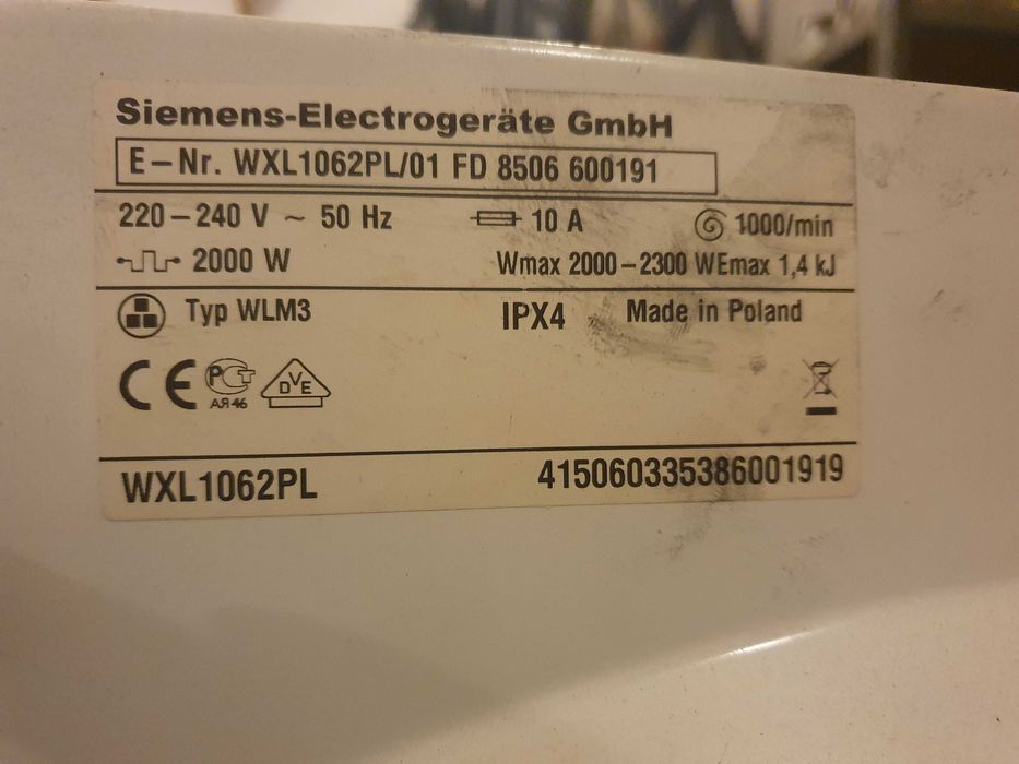 Siemens SIWAMAT XL 1062 - silnik z paskiem