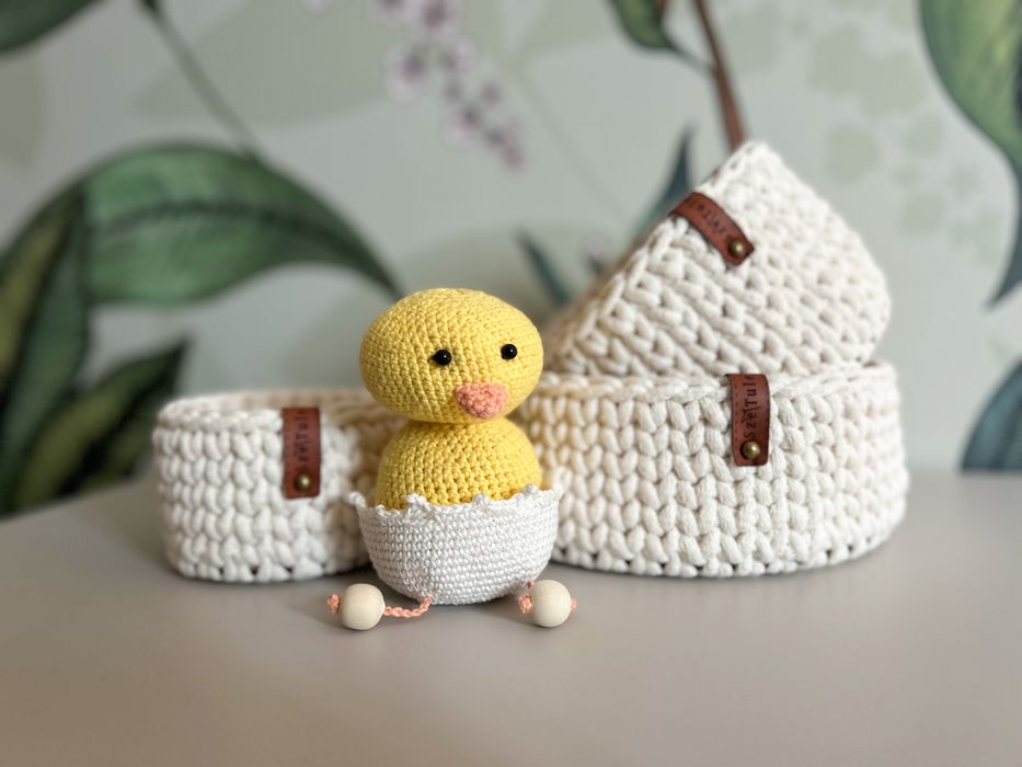 Koszyk na szydełku ze sznurka bawełnianego - ZESTAW