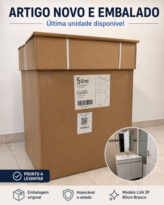 Móvel WC Sline Lua 80 cm novo em caixa — último