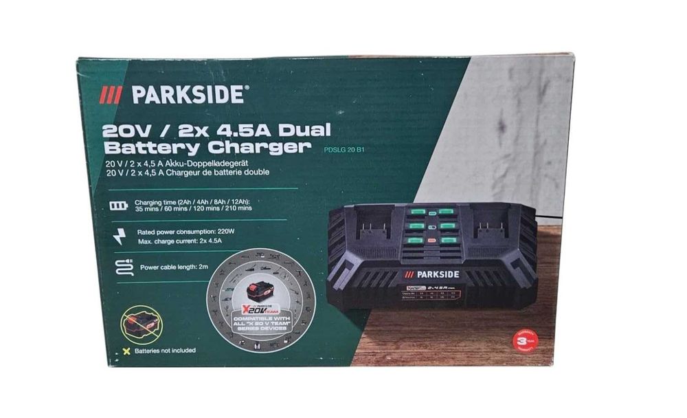 Podwójna ładowarka akumulatorowa Parkside 20V PDSLG 20 B1, 2x4,5A