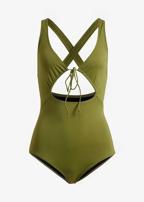 B.P.C kostium kąpielowy khaki z wycięciami 40.