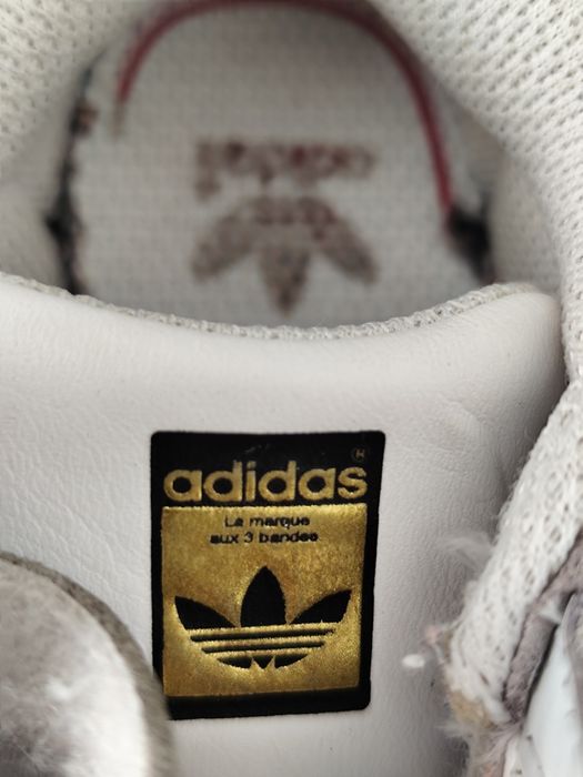 Sapatilhas adidas Superstar brancas e rosas tamanho 20