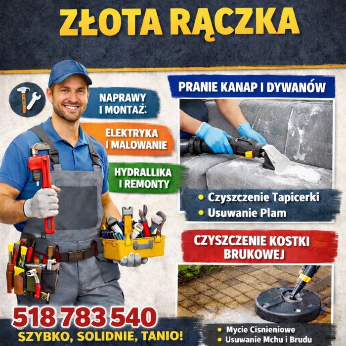 Złota rączka / Remonty / Naprawy / Pranie tapicerki / Czyszczenie kostki brukowej