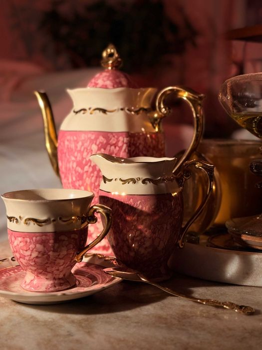 Serwis kawowy Tułowice Retro Glamour Unikat + złocone łyżeczki GRATIS