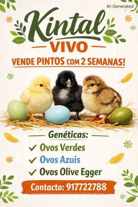 Kintal Vivo   Vende pintos  Olive Egger,Ovos azuis,pvps verdes