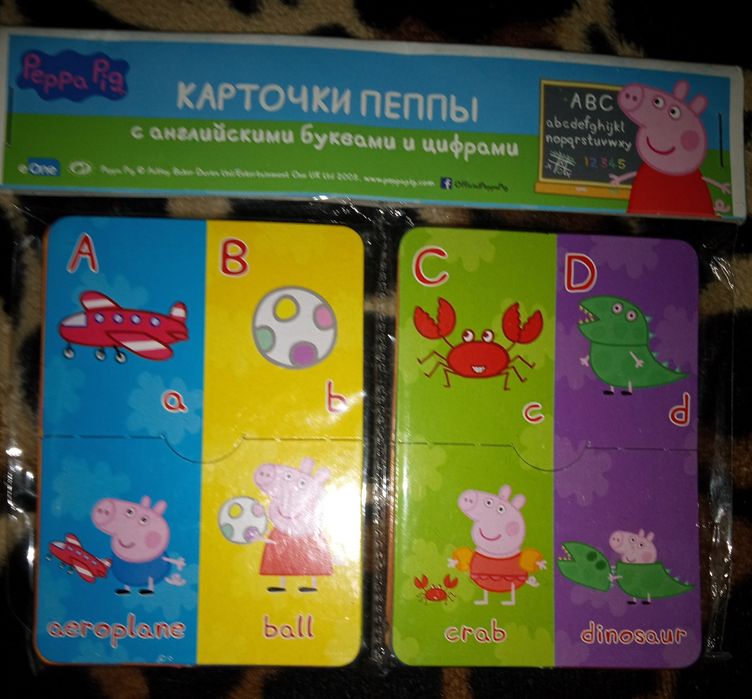 Картки англійська абетка Свинки Пепе