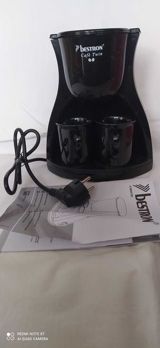Ekspres przelewowy do kawy Bestron ACM8007BE z 2 filiżankami.Nowy.