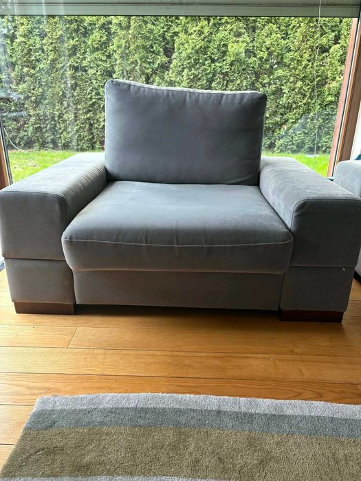 Fotel Bizzarto Calvados | szeroki, bardzo wygodny | szary |