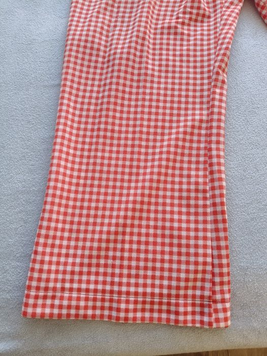Vintage spodnie w pomarańczowo-białą kratkę PRL ²²⁵